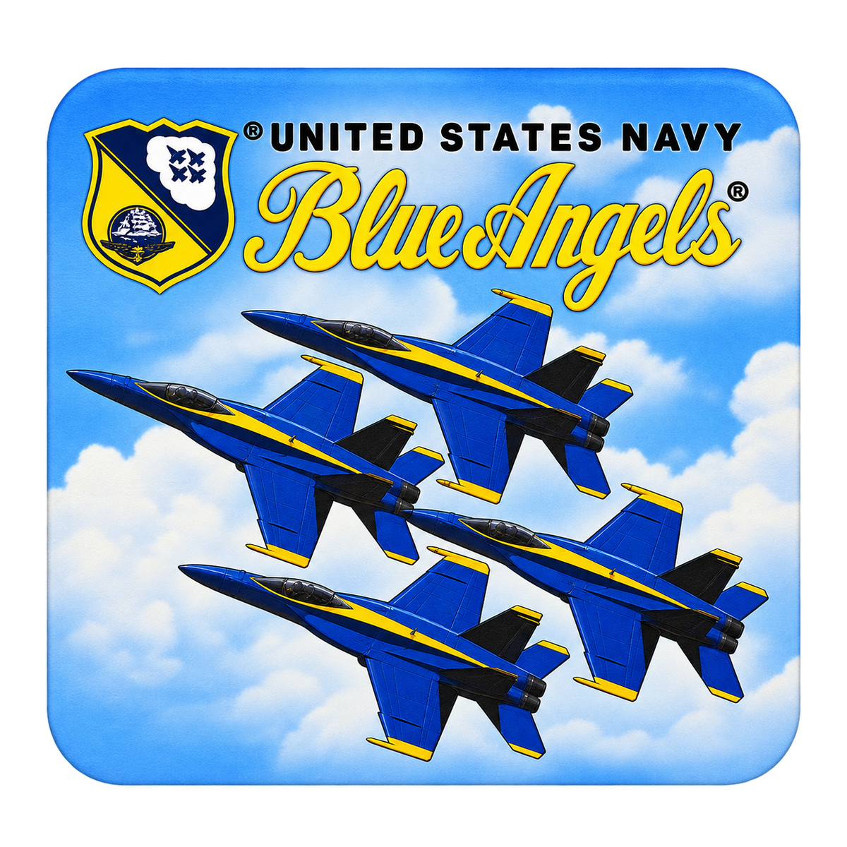 Blue Angels Square Felt Coaster with Rubber Backing