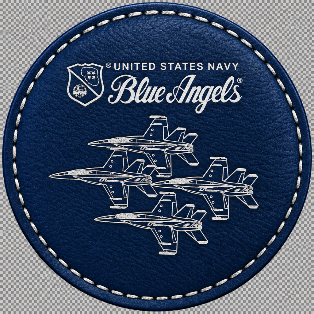 Blue Angels round leatherette coaster