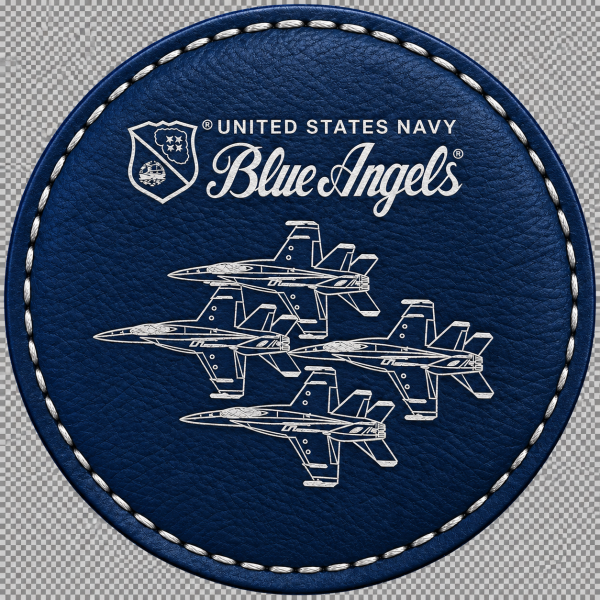 Blue Angels round leatherette coaster