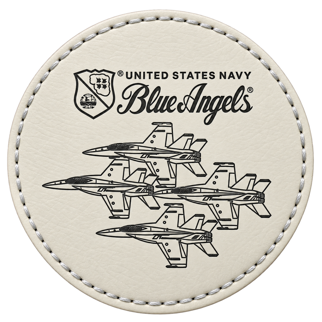 Blue Angels round leatherette coaster