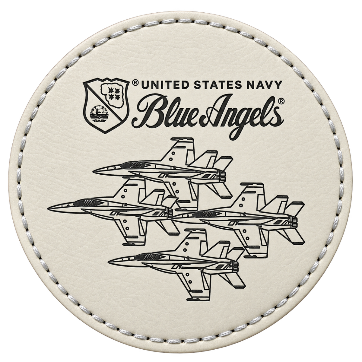 Blue Angels round leatherette coaster